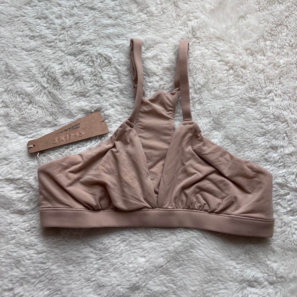 SKIMS Women's Fits Everybody Racerback Plunge Bralette Clay Size XS PL-PLG-7621W